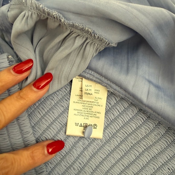 Anthropologie Silky Boho Bohemian Flowy Elegant Blue Women's Top - Picture 6 of 11